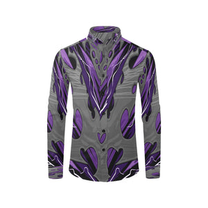 Ventru-Styles Dress shirt purple gothic flames Casual Dress Shirt