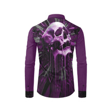 Load image into Gallery viewer, Ventru-Styles Purple clock skull Men&#39;s Casual Dress Shirt