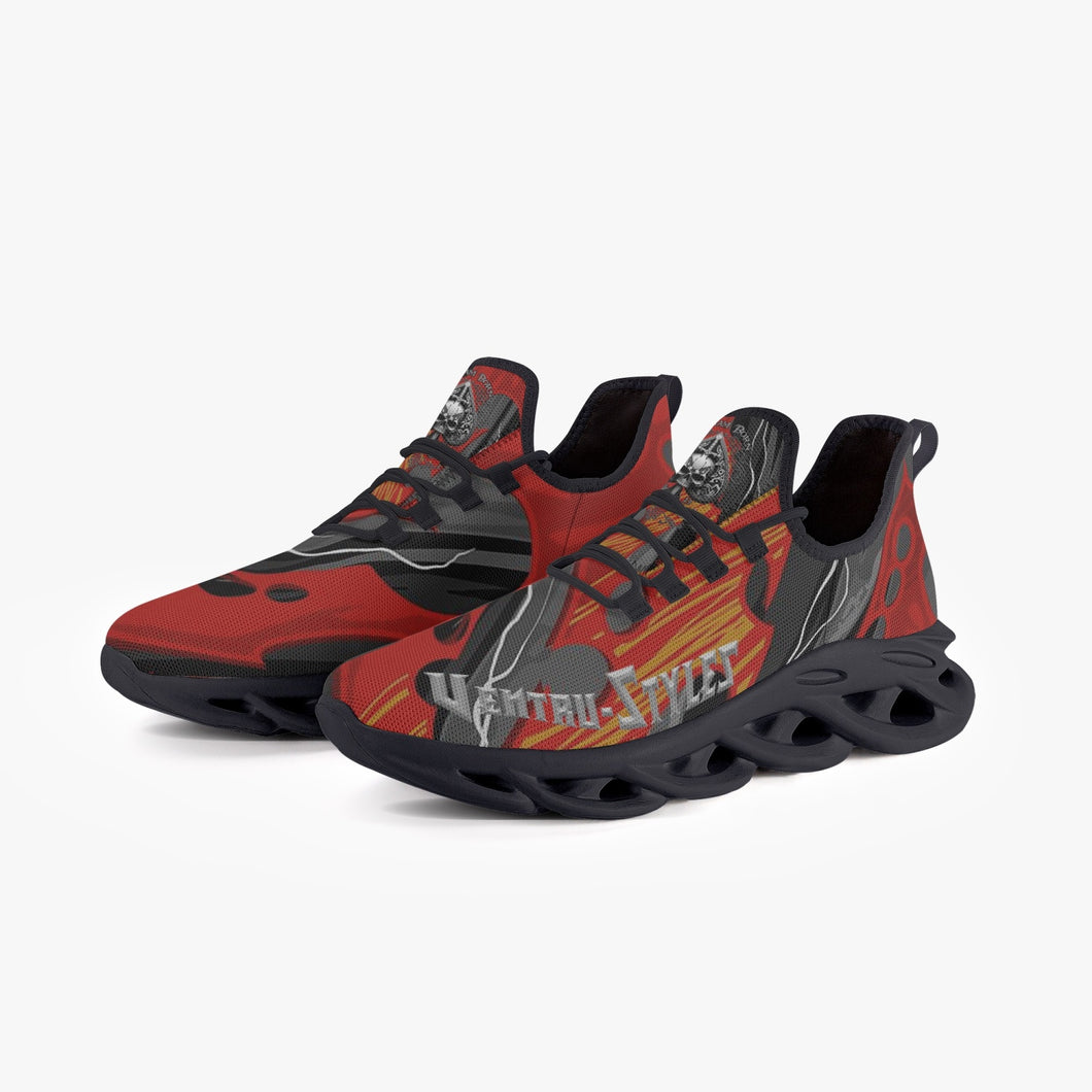 Ventru-Styles Bounce Mesh Knit Sneakers - Black (Red Flame)