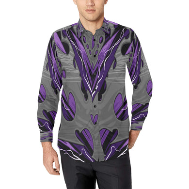 Ventru-Styles Dress shirt purple gothic flames Casual Dress Shirt