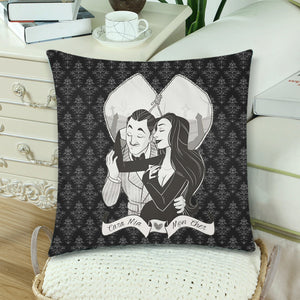 Addams with background Custom Zippered Pillow Cases 18"x 18" (Twin Sides) (Set of 2)