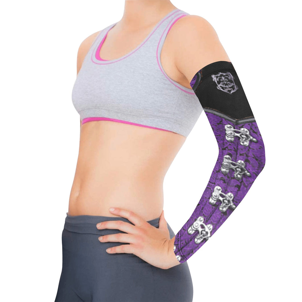 Black and Purple Corset Style Arm Sleeves (Set of Two)