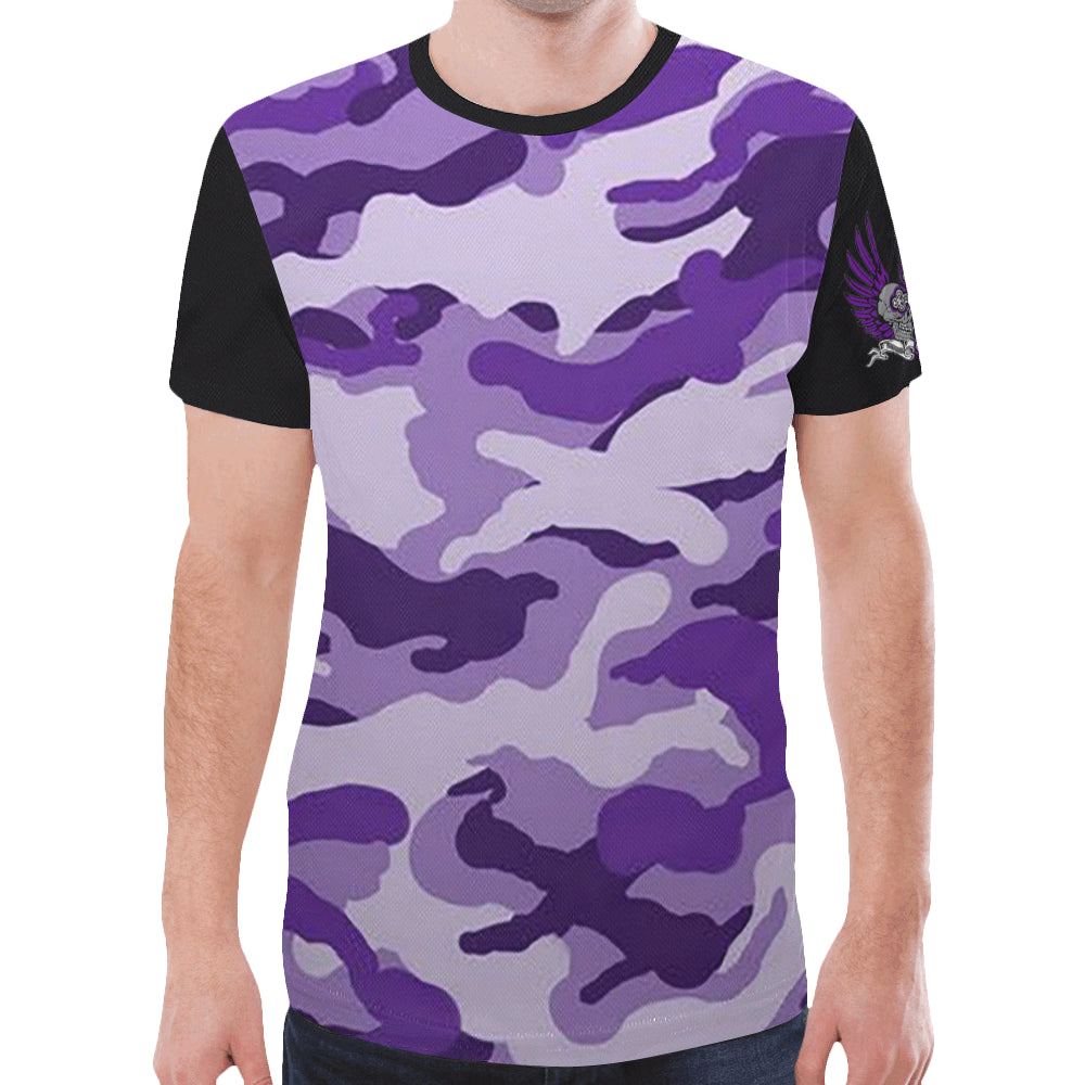 Skull with wings VS Purple Camo New All Over Print T-shirt