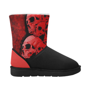 Ventru-Styles Red Skulls Uggs Single Button Snow Boots (Unisex)