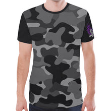 Load image into Gallery viewer, Camo Grey with VS skull wings New All Over Print T-shirt for Men