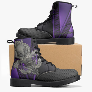 Ventru-Styles Trendy Leather Boots with Skull Fleur-de-lis