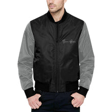 Load image into Gallery viewer, Spade Skull Grey All Over Print Quilted Bomber Jacket for Men