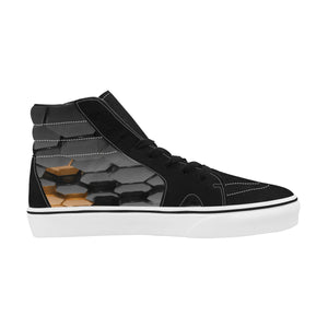 Hex black and gold Men's High Top Skateboarding Shoes