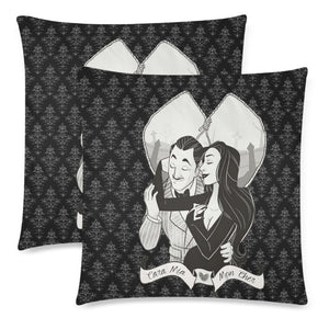 Addams with background Custom Zippered Pillow Cases 18"x 18" (Twin Sides) (Set of 2)