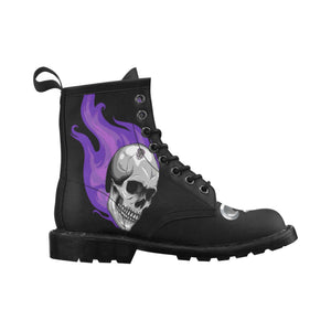 Ventru-Styles Purple Skull Boots Men's PU Leather Martin Boots